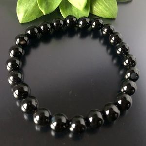 Black Obsidian 8mm Natural Stone Beads Stretchable Bracelet